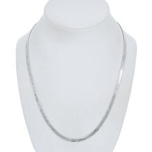 Estate Italy Sterling Silver 925 4.0mm Herringbone Chain Necklace 19.5"